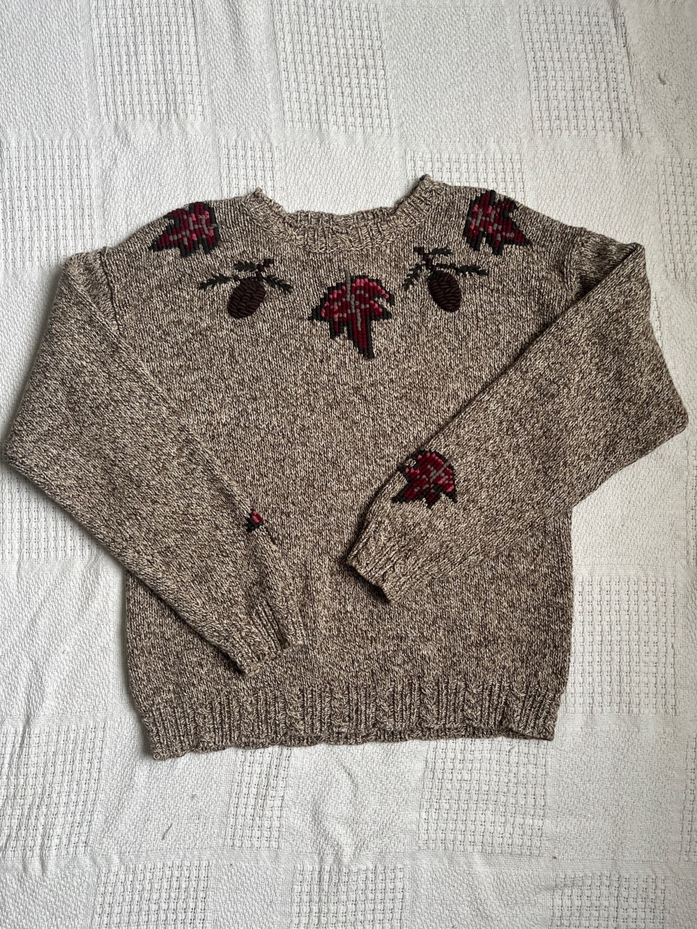 Vintage 90s Woodland Pinecone & Leaf Knit Sweater 🍂🌲